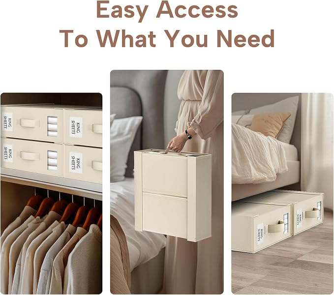 Criusia Bed Sheet Organizers and Storage, 4 Pack Foldable Linen Closet - Image 6