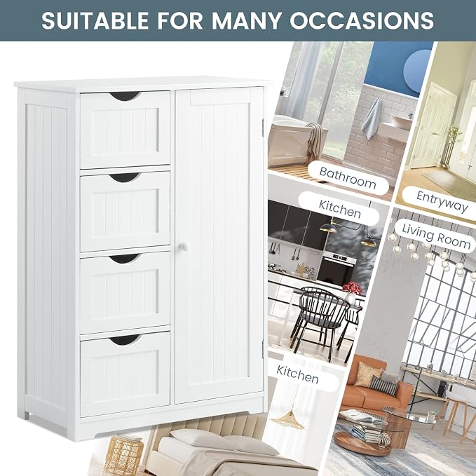 COSTWAY Bathroom Storage Cabinet, Wooden Storage Cupboard Organizer - Image 7
