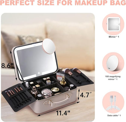 Mocado Travel Makeup Bag with LED Lighted Mirror, Makeup Case with 3 Color - Image 7