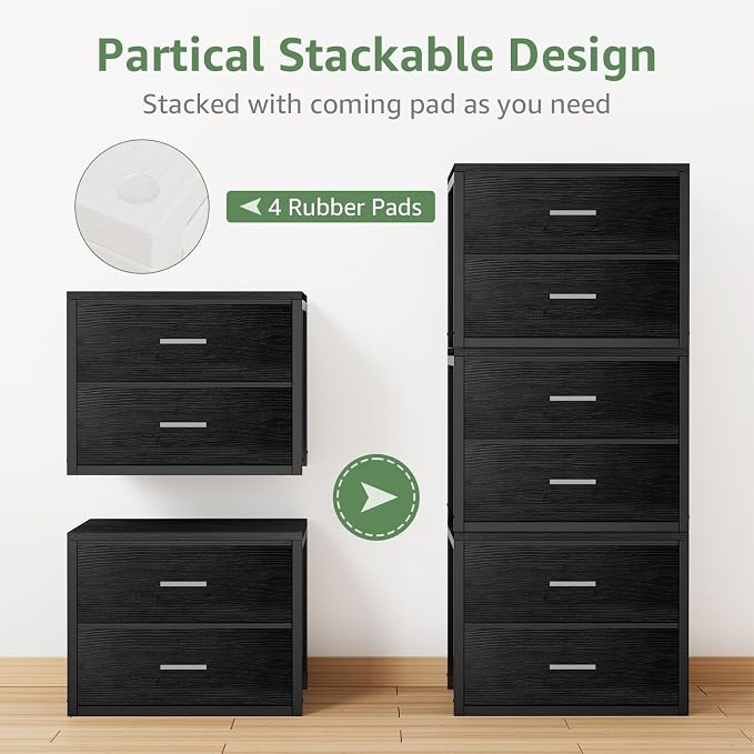 BOLUO Stackable Storage Drawers Closet Organizers and Storage Fabric 2 Drawer - Image 5