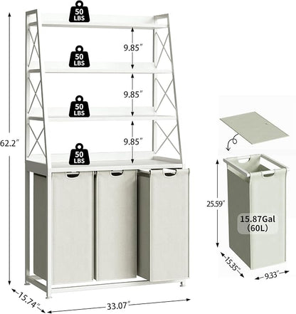 Herture 3 Section Laundry Hamper Laundry Basket - Image 3