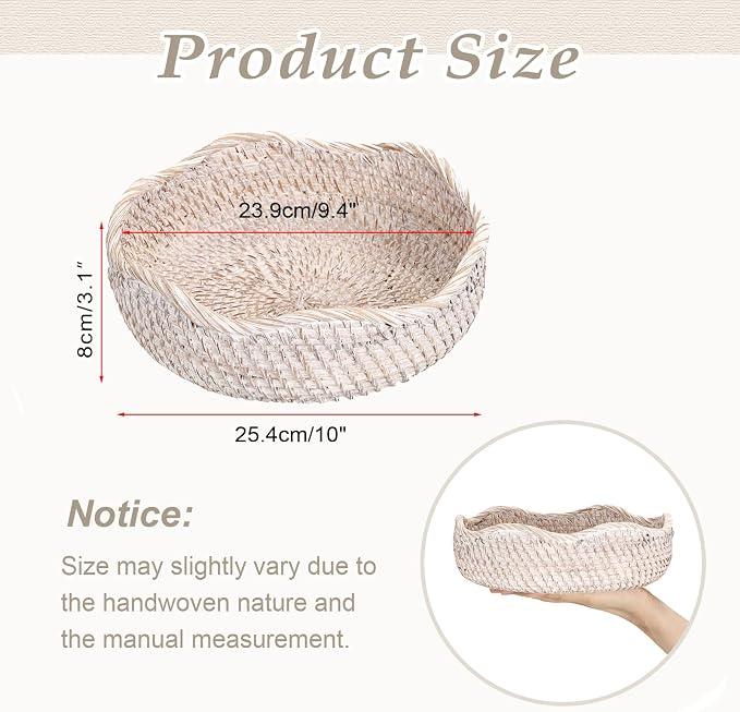 Hipiwe Rattan Key Basket for Entryway Table Handwoven Small Baskets Tray | - Image 3