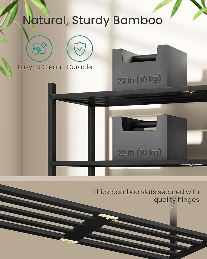 SONGMICS Bamboo Shoe Rack for Closet, Stackable Shoe Oragnizer - Image 4
