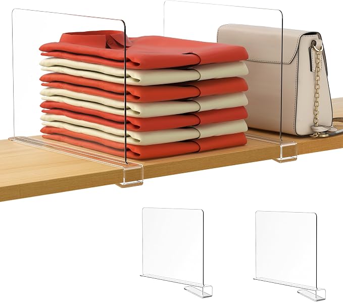 HBlife 2 Pack Clear Shelf Dividers, Vertical Purse Organizer by HBlife