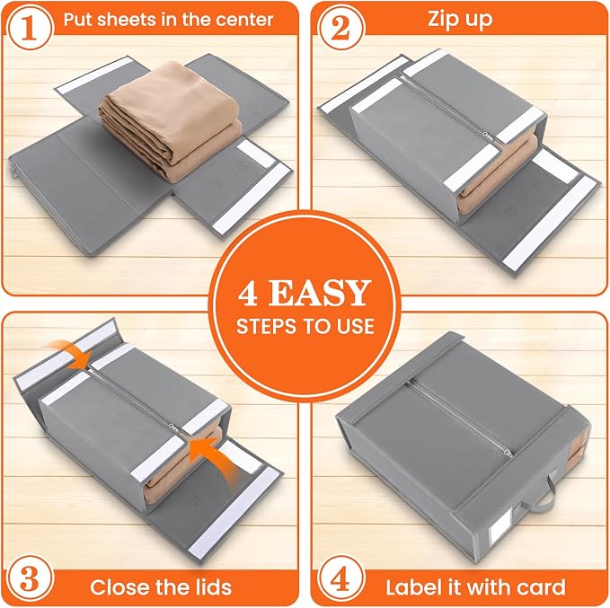 WOWBOX Sheet Organizers and Storage, Closet Bed Sheet Organizer Under Bed - Image 4