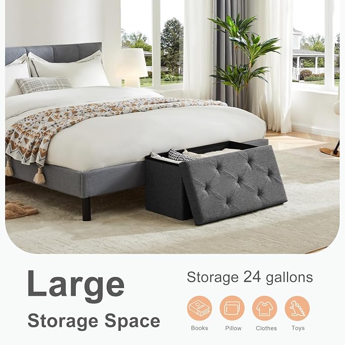 Sweetcrispy 30 Inch Folding Storage Ottoman Bench, Ottoman - Image 4