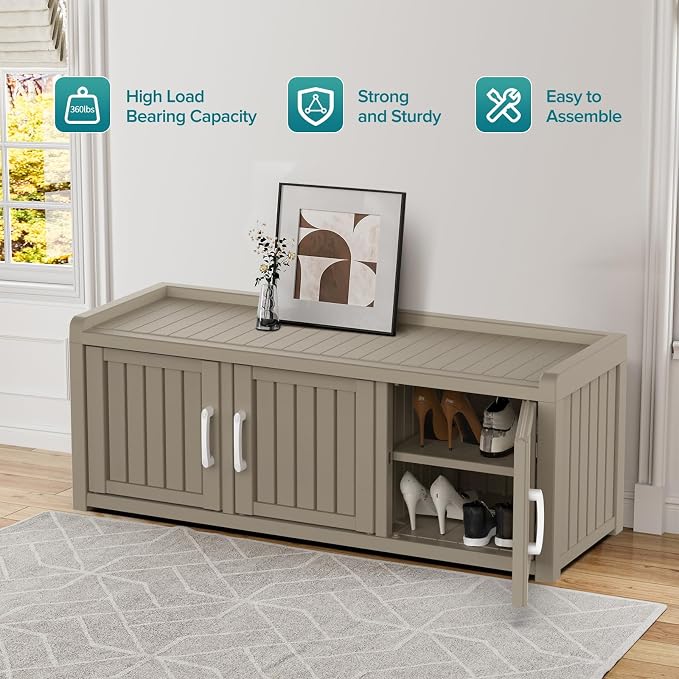 ROJIK Shoe Cabinet Waterproof UV-Resistant, Storage Bench Indoor Outdoor - Image 5