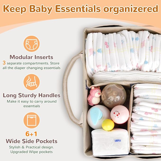 Volnamal Diaper Caddy with Wipe Dispenser One-Handed Access, Portable Car - Image 4