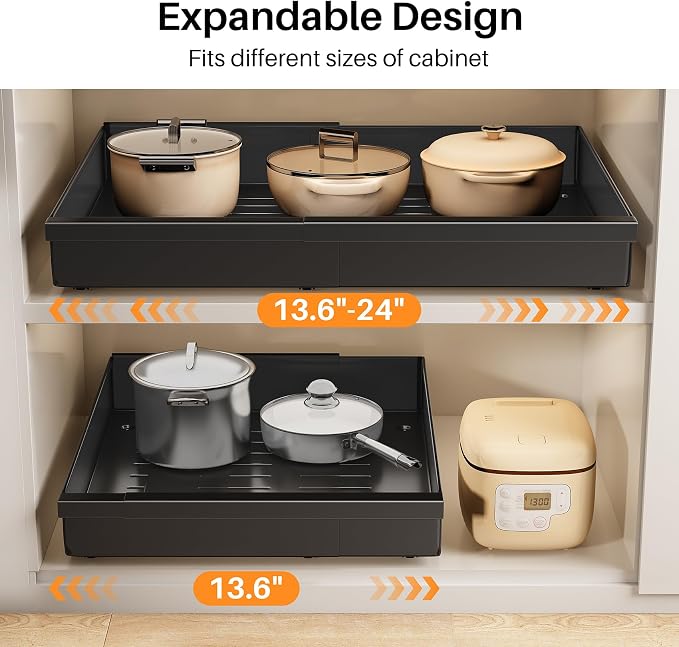 Pull out Cabinet Organizer, Adjustable Full-Extension Adhesive Roll out Shelves - Image 7