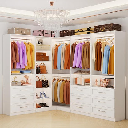 Closet System with 9 Drawers, Corner Closet Organizer Systems with 9 Shelves & by Dooloric