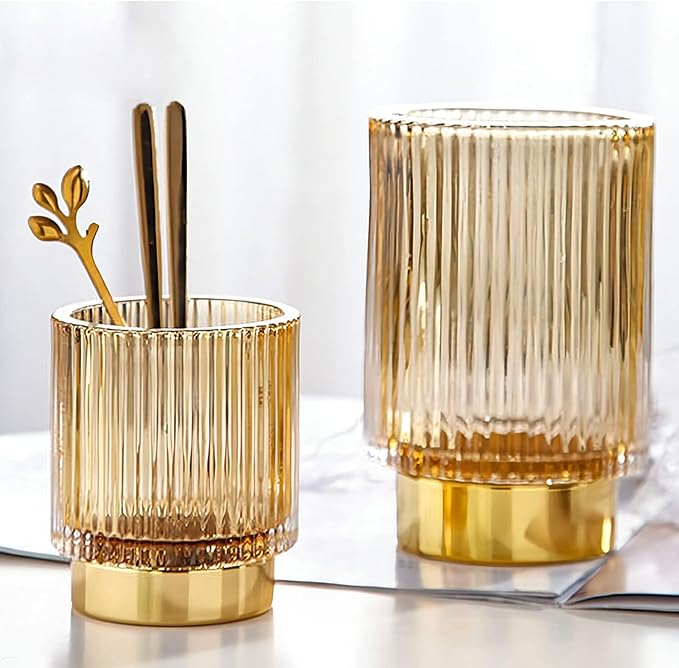 DASITON Makeup Brush holder Organizer, Crystal Cosmetic Makeup Brush Glass - Image 2