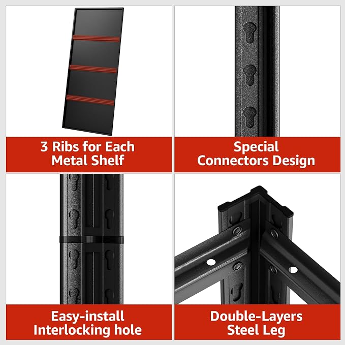 35" W Father&I Industrial Heavy-Dudy Garage Shelving Units/Systems: Metal 5-T - Image 6