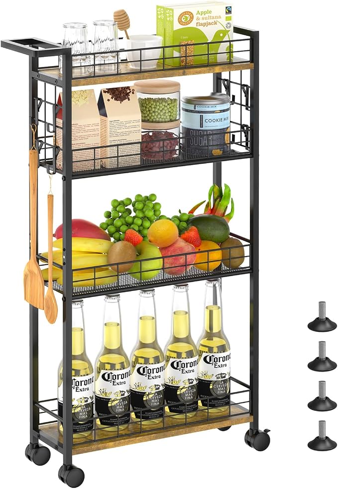 LASZOLA Slim Storage Cart Narrow Shelving Unit by LASZOLA