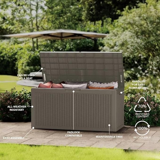 80 Gallon Resin Deck Box, Waterproof Outdoor Storage Box - Image 8