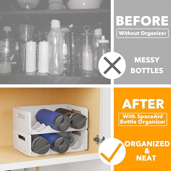 SpaceAid Bamboo Water Bottle Organizer - Image 2