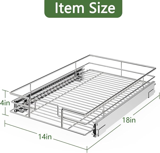 LOVMOR Pull Out Cabinet Organizer 14" W x 18" D, Kitchen Cabinet Pull Out - Image 3