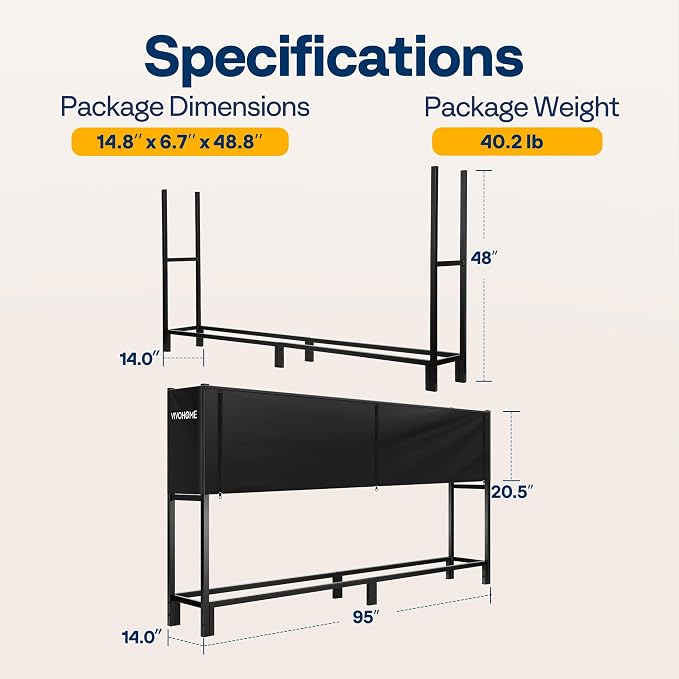 VIVOHOME Upgraded Heavy Duty 8 ft 1/2 Cord Firewood Rack Outdoor - Image 6