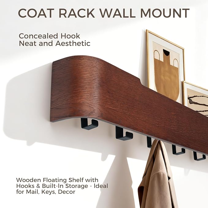 Wall Coat Rack Floating Shelves Modern Coat Rack Wall Mount - Image 4