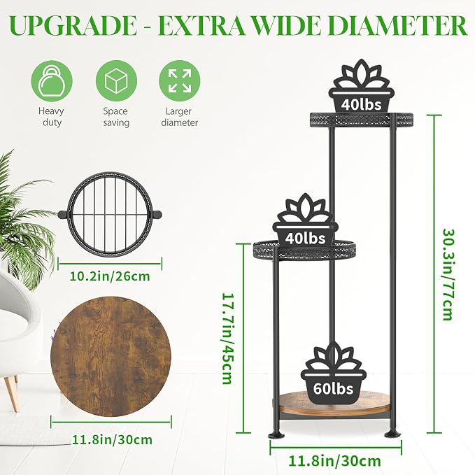 Oppro 3 Tier Large Plant Stand Indoor Outdoor Clearance, Metal Flower Shelf Pot - Image 2