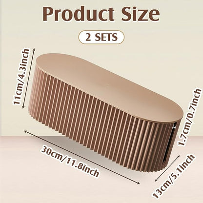 Marsui 2 Pcs Light Coffee Cable Management Organizer Box - Image 2