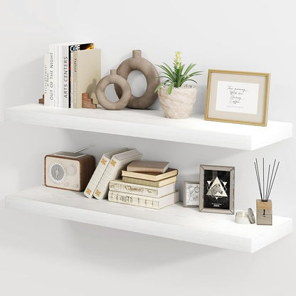 30 Inch Floating Shelves, Rustic Floating Wall Shelves 8 Inch Deep, 30 x 8 by FunMemories