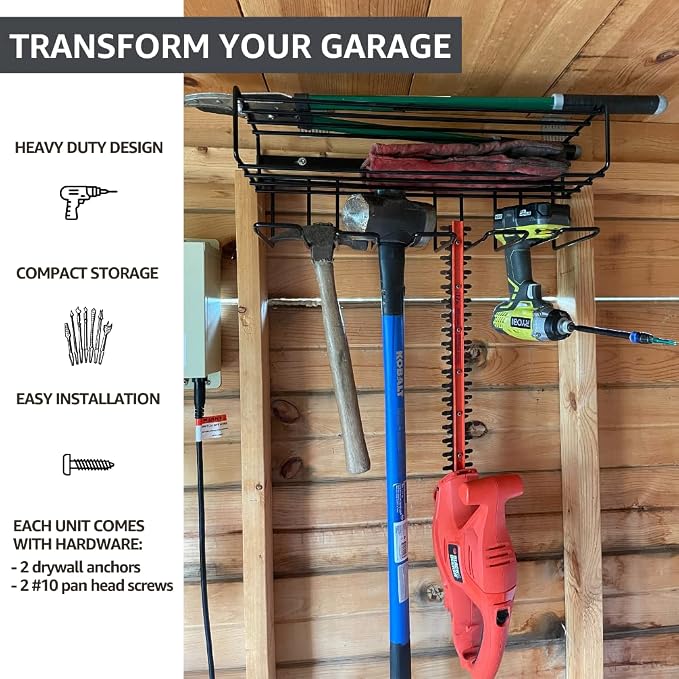 c2M Heavy Duty Floating Tool Shelf & Organizer | Wall Mounted Garage Storage - Image 3