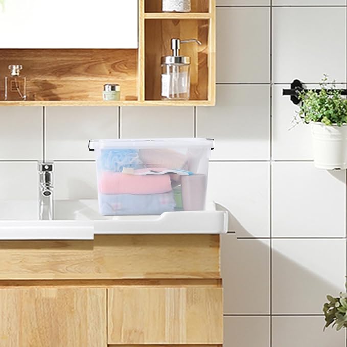 4-Pack 10.5 Quart Clear Plastic Latch Storage Boxes - Image 7