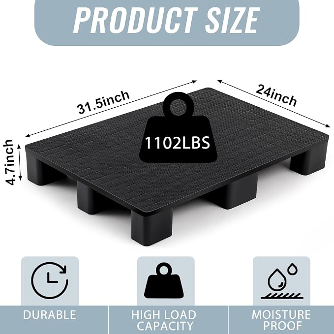 2 Pcs Plastic Pallet for Basement Storage Easy Stack Lightweight Floor Pallet - Image 2