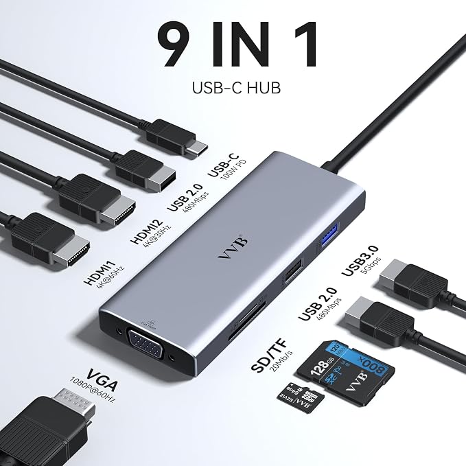 Docking Station 3 Monitors USB C Docking Station Dual Monitor HDMI Adapter - Image 2