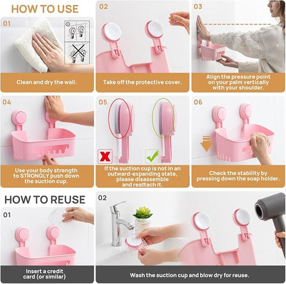 LEVERLOC Shower Caddy Suction Cup 2 Pack, Shower Organizer Removable Bathroom - Image 6