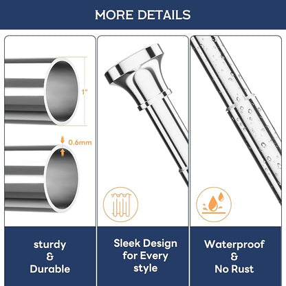 Adjustable Shower Curtain Rod 31-104 Inch, Never Rust Stainless Steel Silver - Image 7