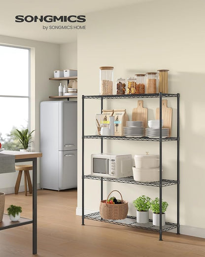SONGMICS Storage Shelf, Metal Wire Shelving Unit, 4 Tier, Ink Black | - Image 2