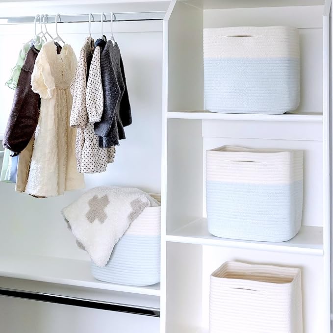 NaturalCozy 13 Inch Cube Storage Bins Cotton Rope Woven Baskets - Image 5