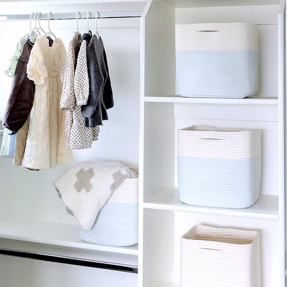 NaturalCozy 13 Inch Cube Storage Bins Cotton Rope Woven Baskets - Image 5