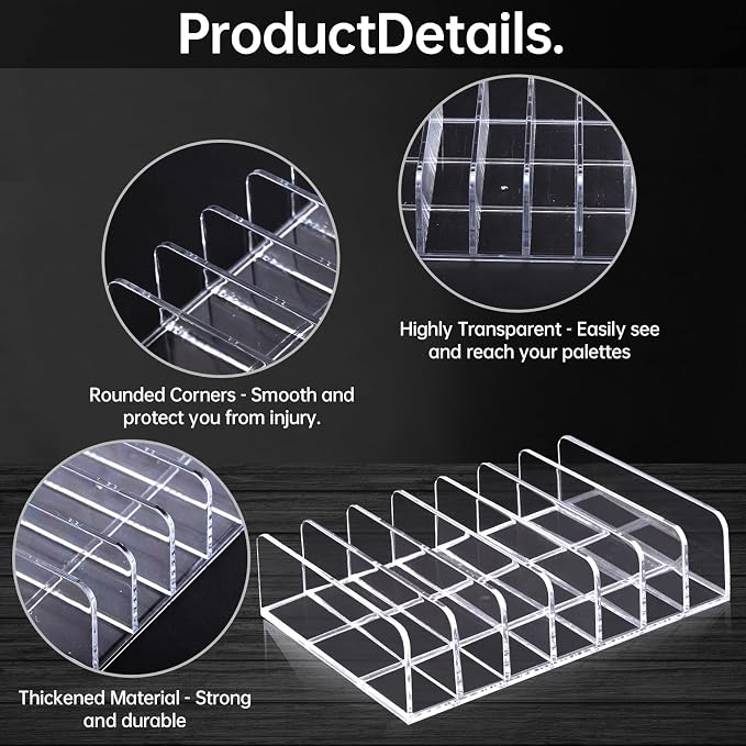 2Pcs Makeup Pallet Organizer, Acrylic Eyeshadow Palette Makeup Organizer - Image 4
