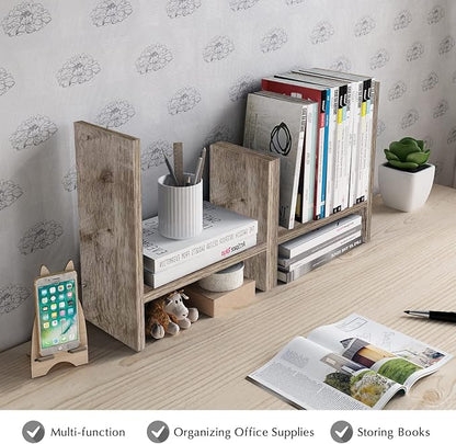 Jerry & Maggie Desktop Organizer Office Storage Rack Adjustable Wood Display - Image 8