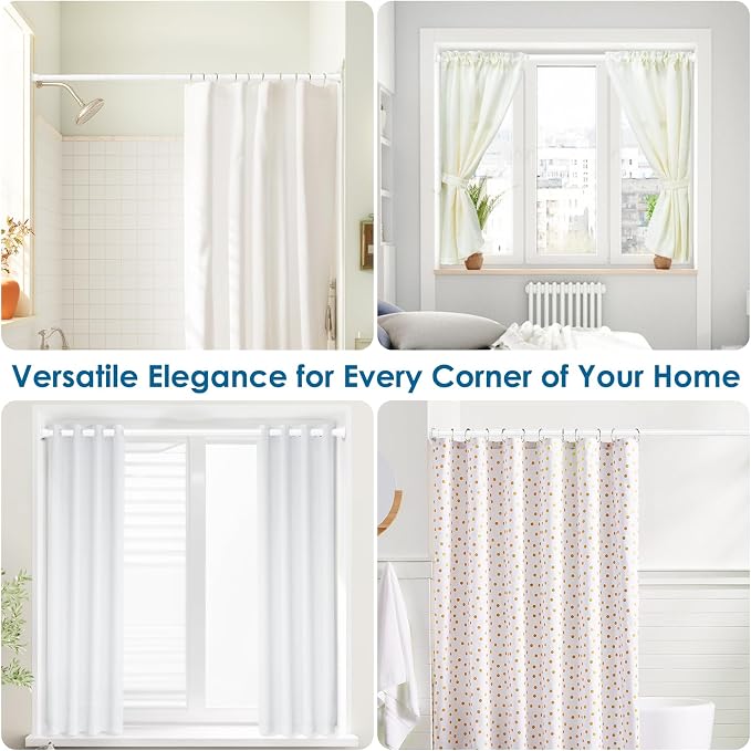 AIZESI 2PCS White Spring Tension Curtain Rod, No-Drill | Adjustable No Dril - Image 6