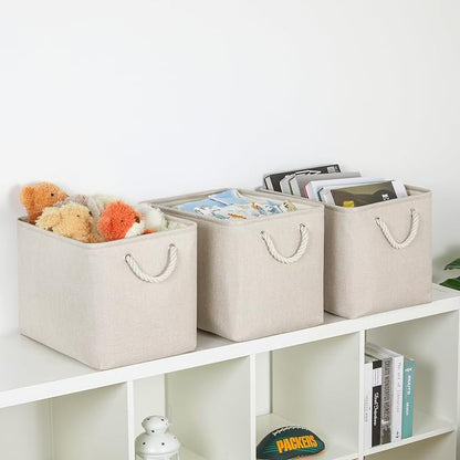 Bidtakay Large Storage Baskets for Shelves 3 Pack Fabric Storage Bins for - Image 5