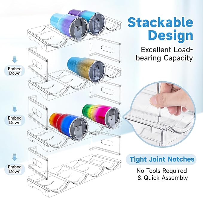 Large Compartment Water Bottle Organizer, 4 Tier Stackable Water Bottle Rack - Image 4