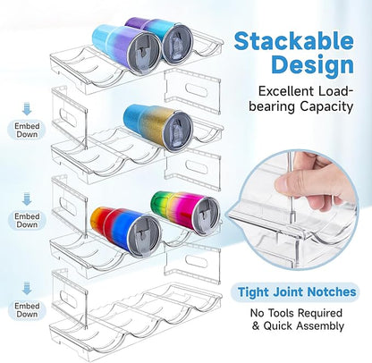 Large Compartment Water Bottle Organizer, 4 Tier Stackable Water Bottle Rack - Image 4