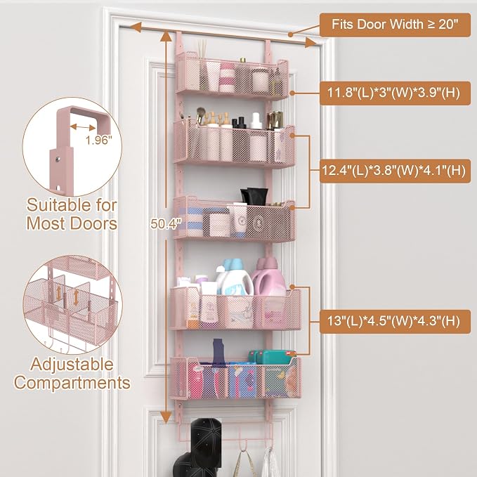 VyGrow Over The Door Organizer, Metal Door Organizer Hanging - Image 3