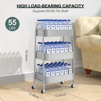 EAGMAK 3 Tier Utility Rolling Cart, Metal Storage Cart - Image 6