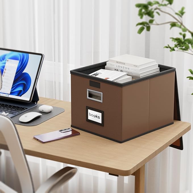 File Organizer Box with Lids, Collapsible File Folder Organizer | File Box with - Image 3