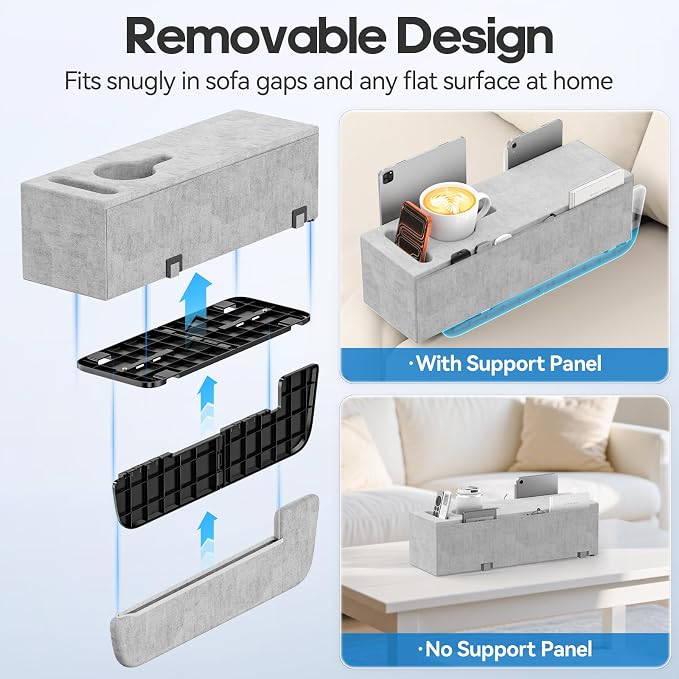 Sofa Armrest Couch Caddy with Cup Holder, Removable Couch Armrest Table Pillow - Image 4