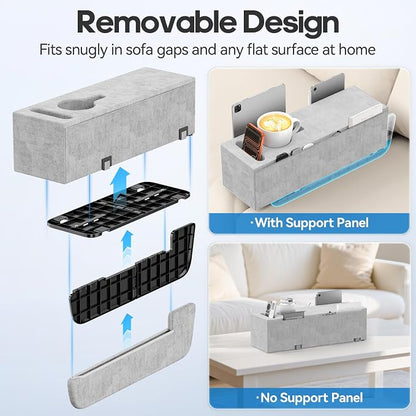 Sofa Armrest Couch Caddy with Cup Holder, Removable Couch Armrest Table Pillow - Image 4
