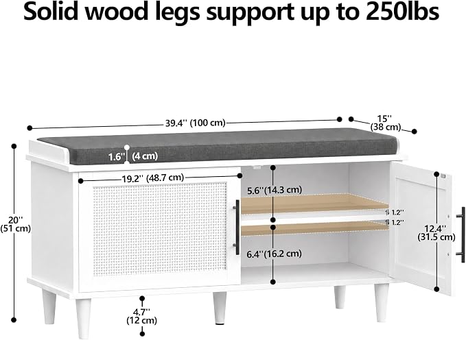 Akxomel Rattan Shoe Storage Bench - Image 3