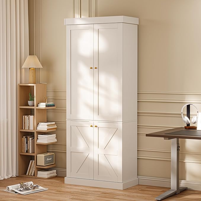 ivaniti 70.8" Bookshelf with Glass Doors, Farmhouse Modular Bookcase with - Image 6