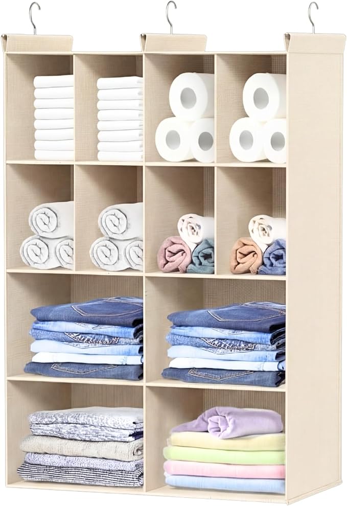 Ofiray-home 4 Tier Hanging Closet Organizer, 12 Compartments Sweater Organizer by Ofiray-home