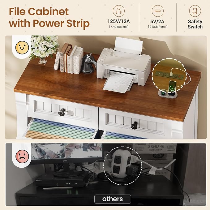 SEDETA 4 Drawers File Cabinet, Wood Office File Cabinet - Image 6