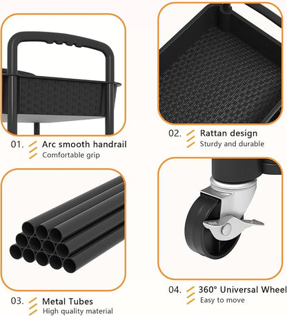 MOYIPIN 3-Tier Plastic Rolling Utility Cart - Image 4